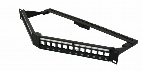 1U, CAT6A, UTP, Angled Modular Patch Panel 24 Port, with TL Modules-img-1